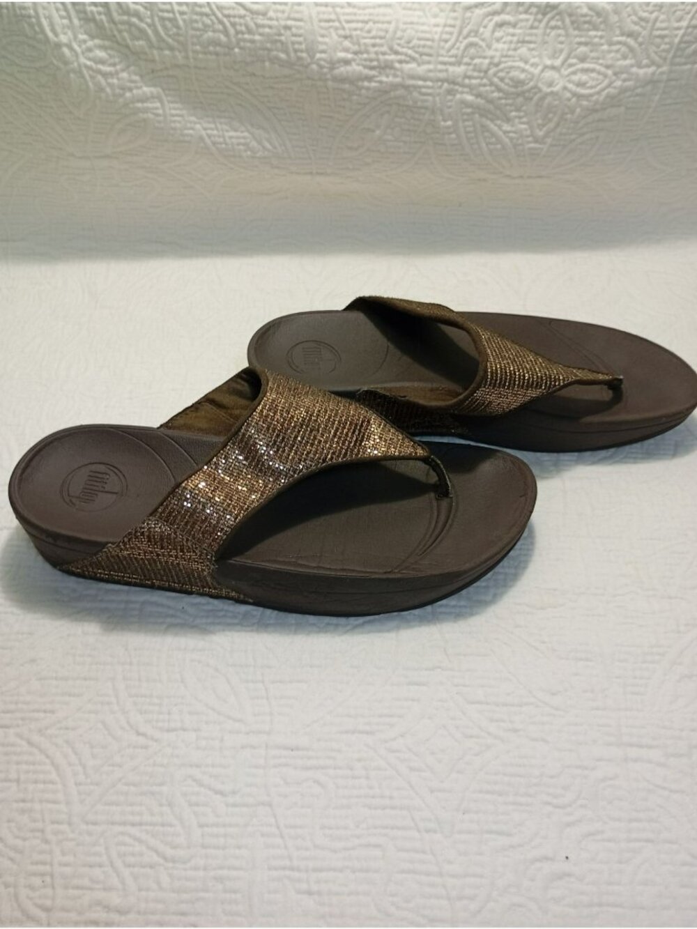 FitFlop Womens Brown Sparkle Sandals Size 9 US EU 41 Cushioned Sole Comfortable - Picture 3 of 9